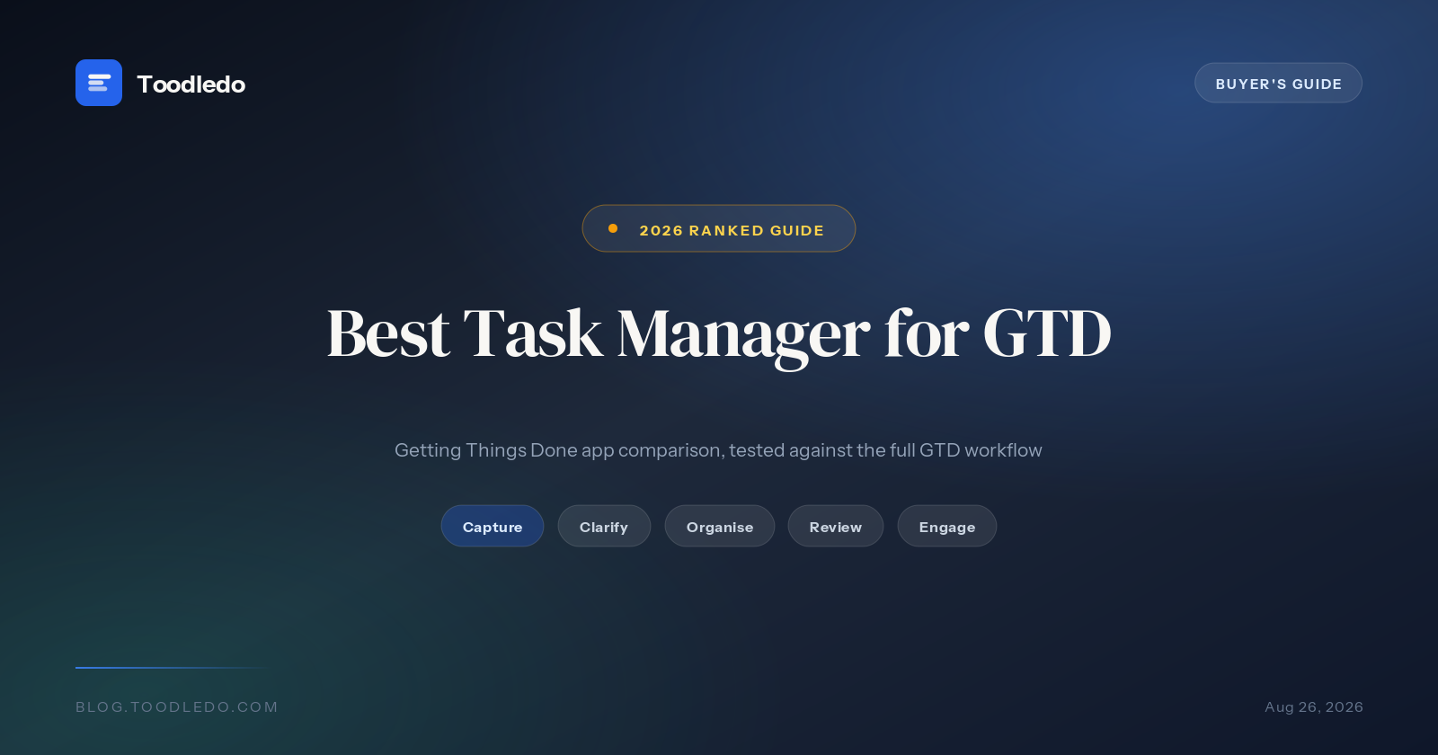 Best task manager for GTD in 2026 - Getting Things Done app comparison across capture, clarify, organise, review and engage