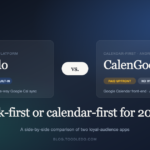 Toodledo vs. CalenGoo — task-first vs. calendar-first comparison featured image with Toodledo and CalenGoo cards side by side